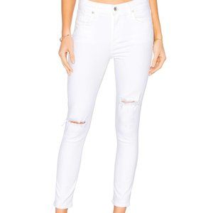 Agolde Sophie Crop in White Shoreline Destruct, Size 25